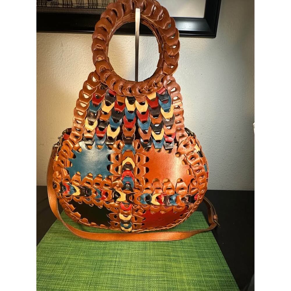 Patricia Nash Pisticci Turquoise Multi-Color Chain Leather Bag - Picture 2 of 9